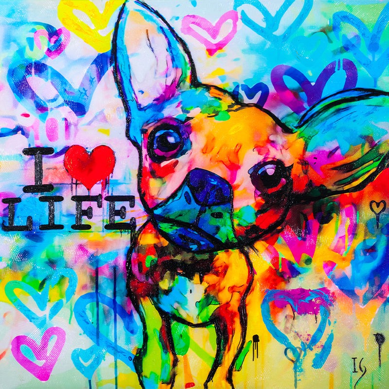 Ay Chihuahua - LIMITED EDITION - original heart painting by Ivan Guaderrama