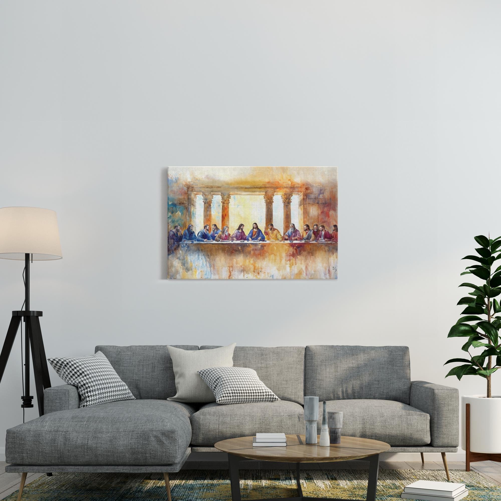 The Last Supper: Whispers of Eternity artwork detail - smiling Jesus painting wall art