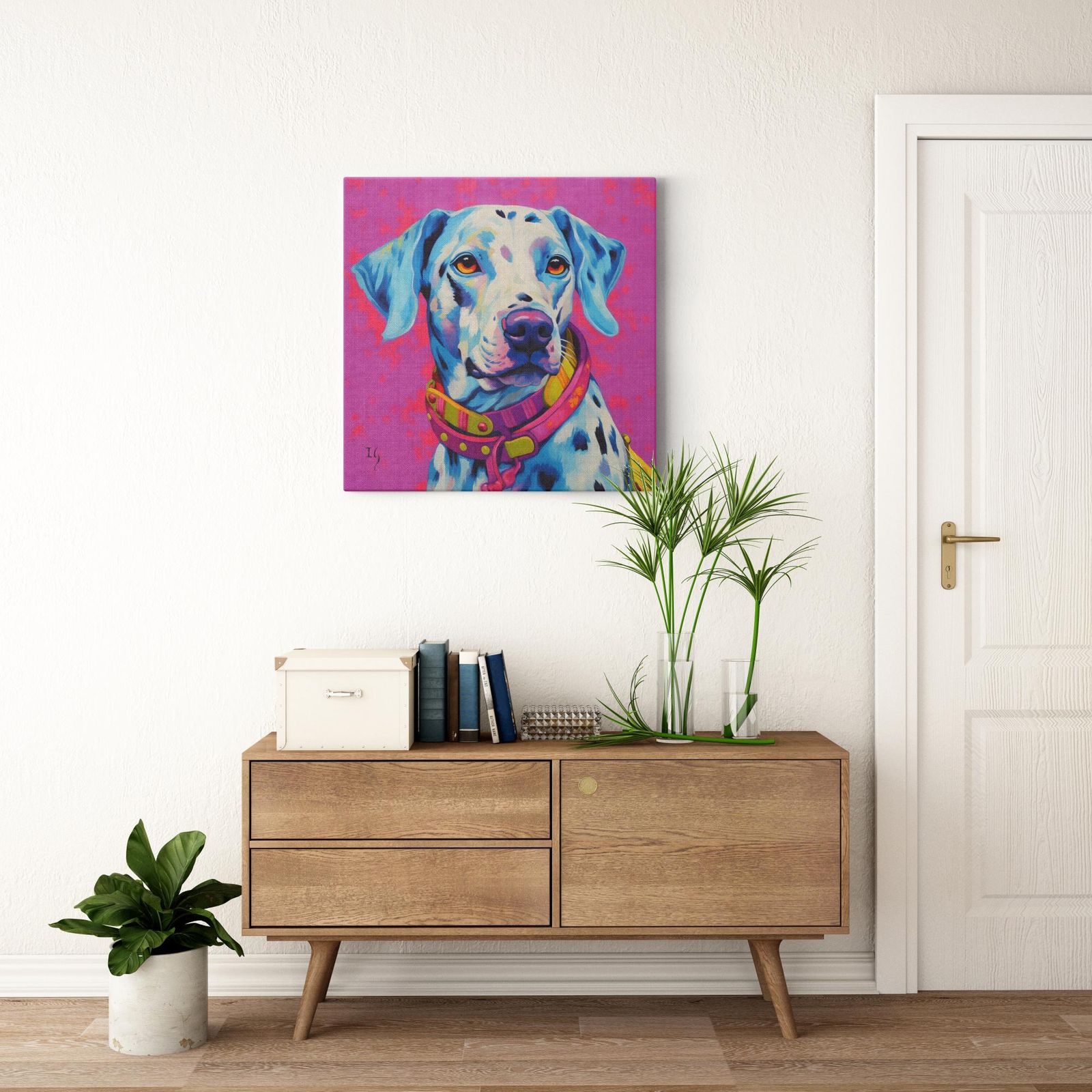 Magenta Spirit artwork detail - colorful pet portrait art wall art