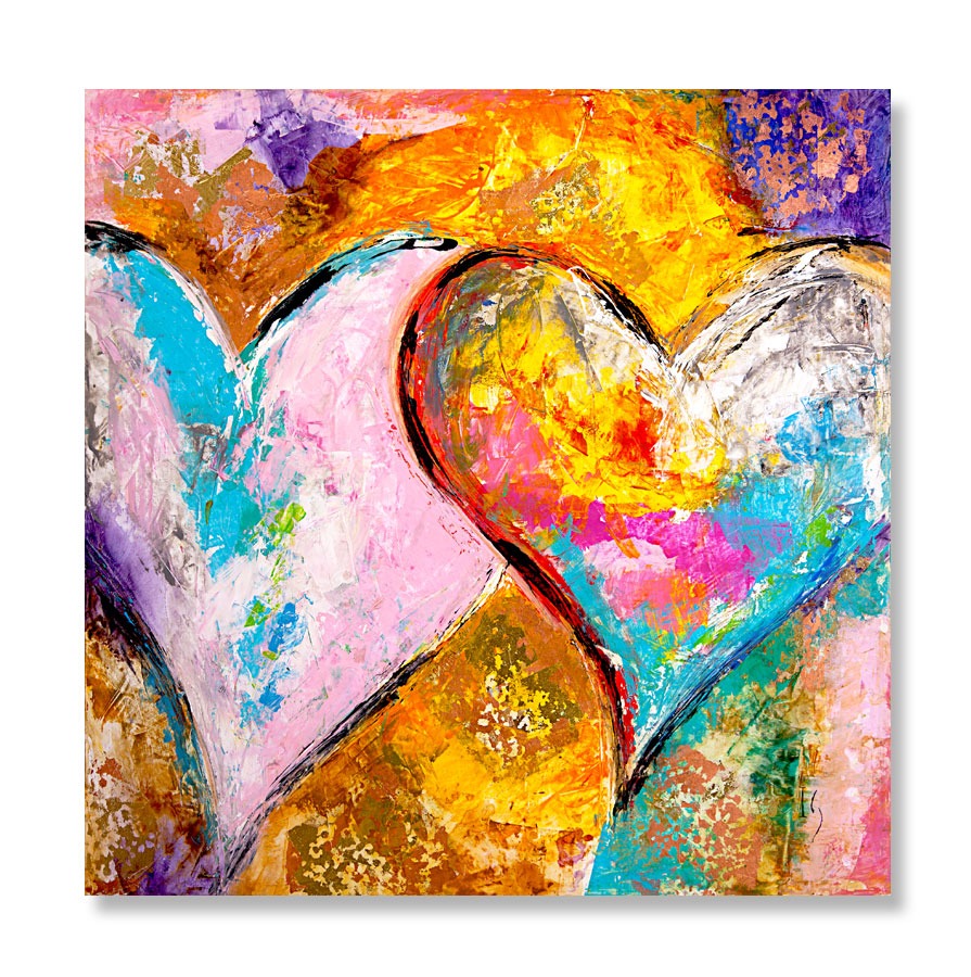 BONDING HEARTS - original heart painting by Ivan Guaderrama