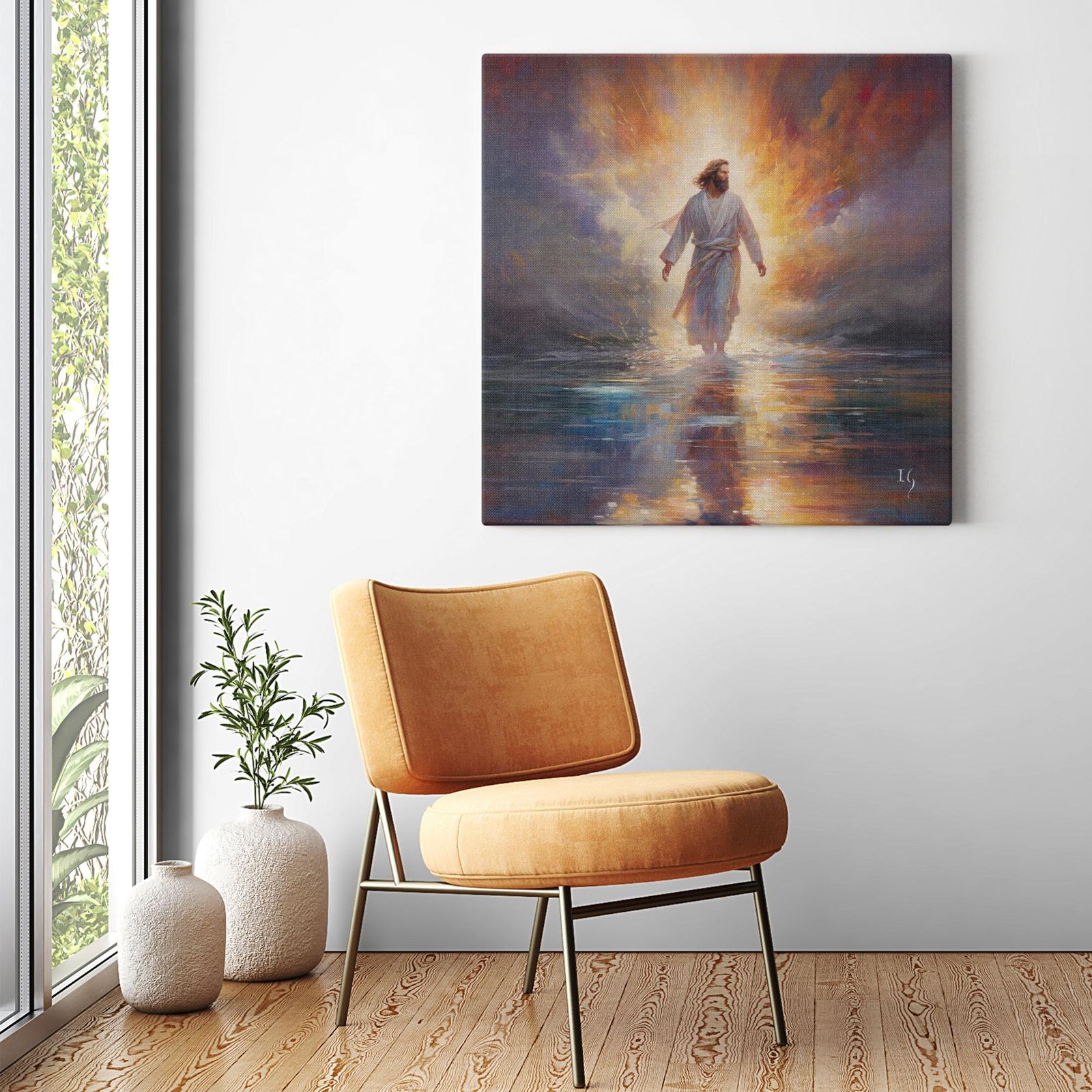 Jesus, the Beacon of Hope artwork detail - smiling Jesus painting wall art