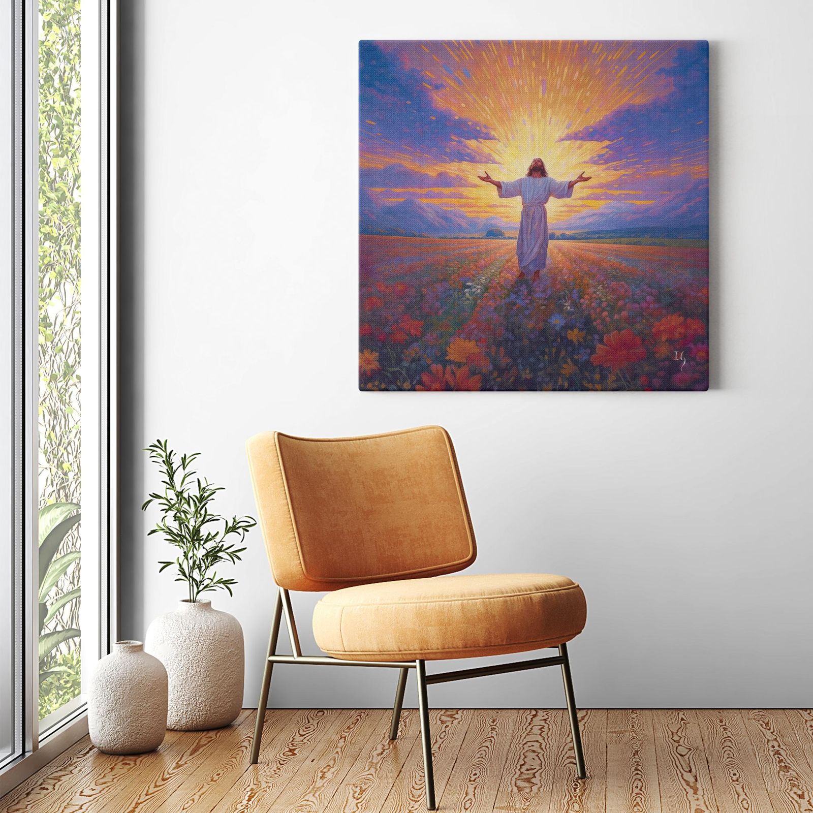Jesus - The Symbol of Hope artwork detail - smiling Jesus painting wall art