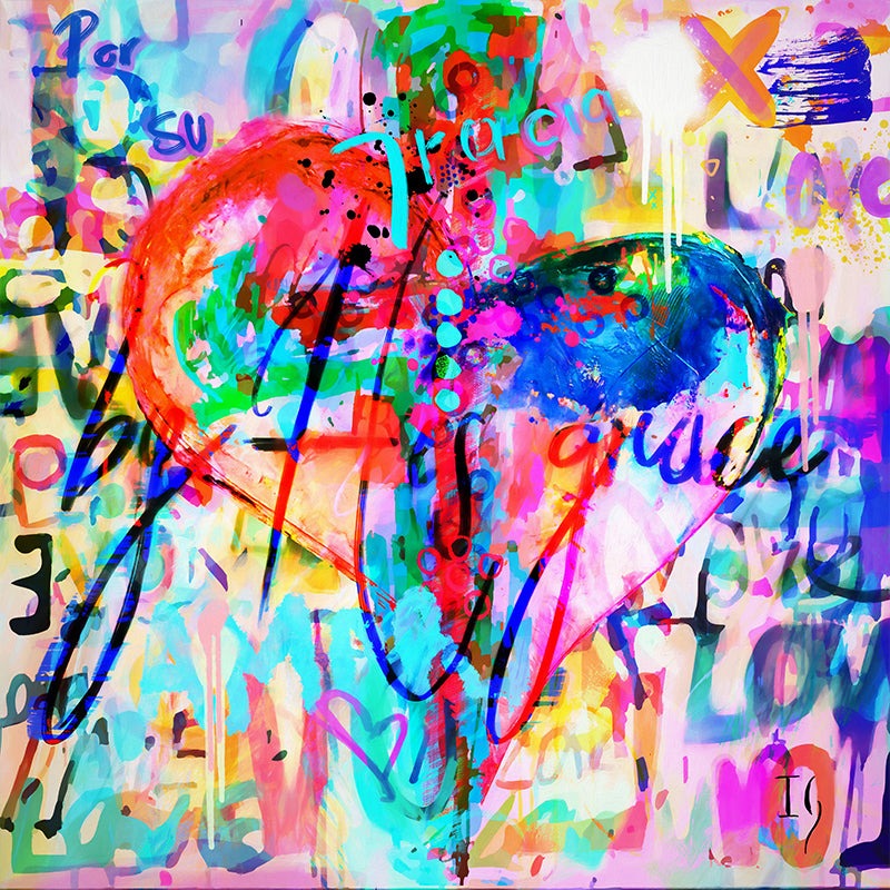 By His Grace - LIMITED EDITION - original heart painting by Ivan Guaderrama