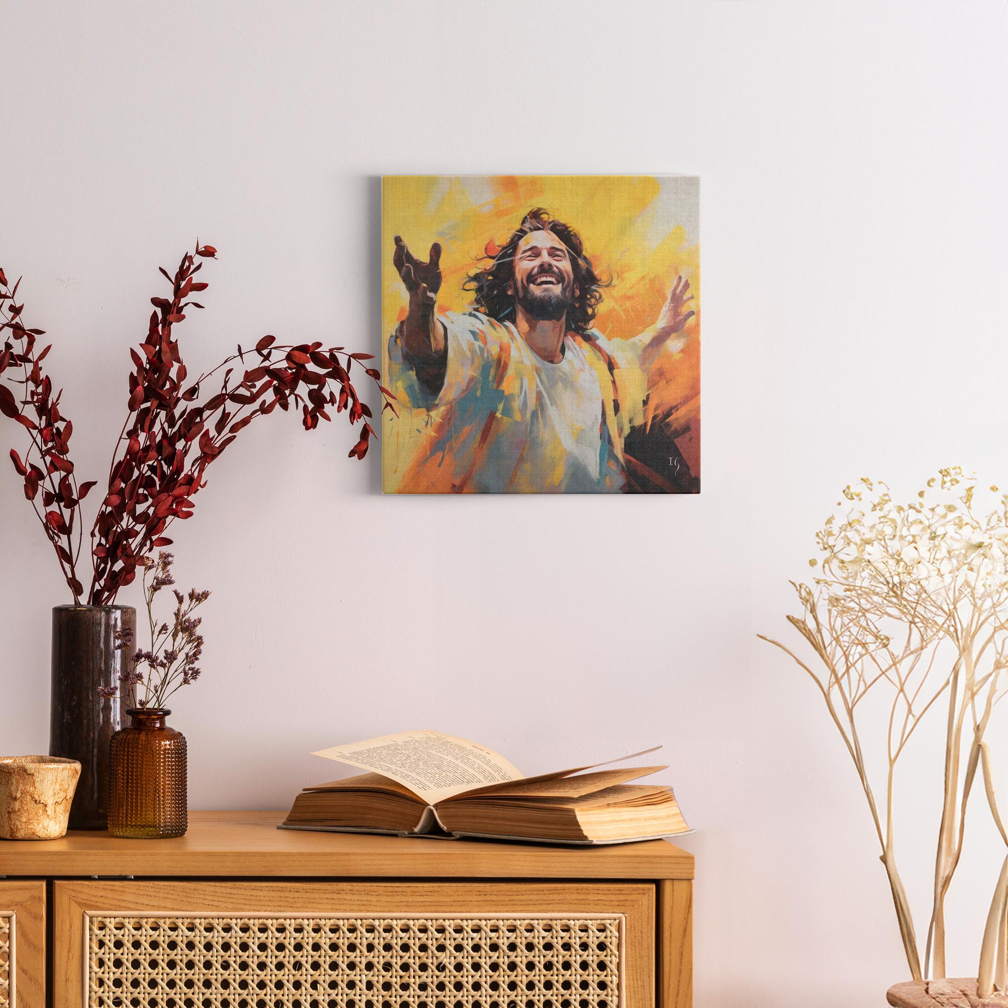 Jesus; The Light of the World artwork detail - interactive canvas print that comes alive with mobile app wall art