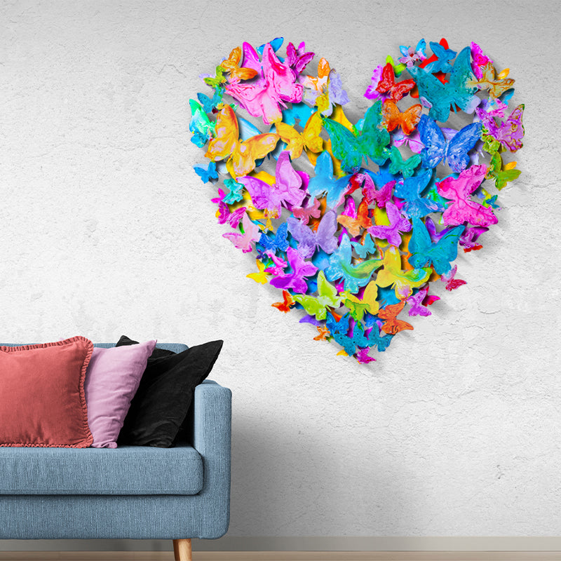 Butterfly Heart Burst canvas print in room setting - heart painting by Ivan Guaderrama