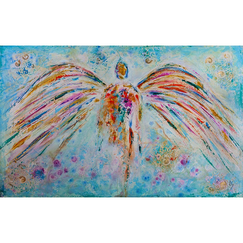 By my side - original angel painting by Ivan Guaderrama