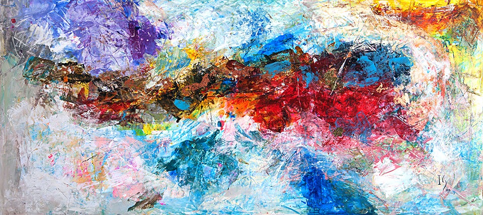 The Colors Of Heaven canvas print in room setting - abstract art by Ivan Guaderrama