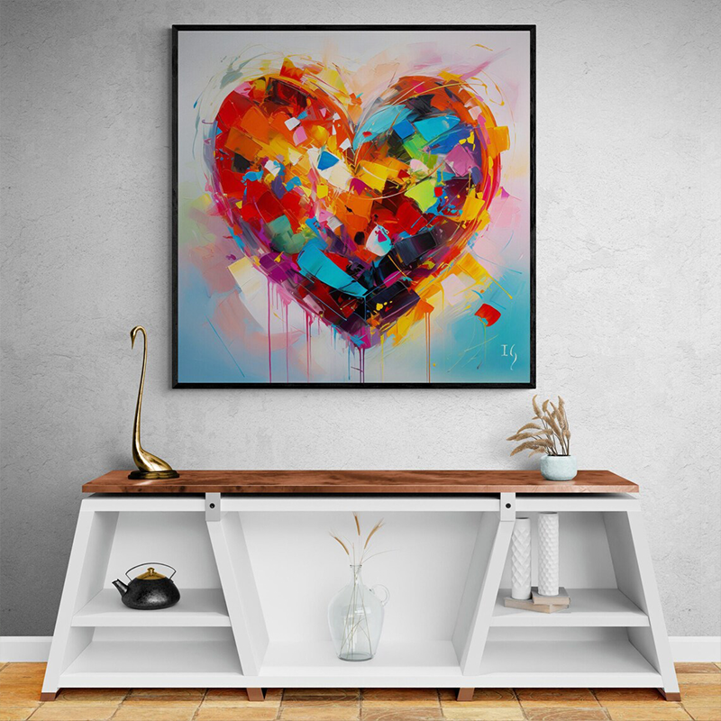 Expressive heart artwork in a natural workspace setting, infusing clarity and artistic inspiration into a peaceful work environment.