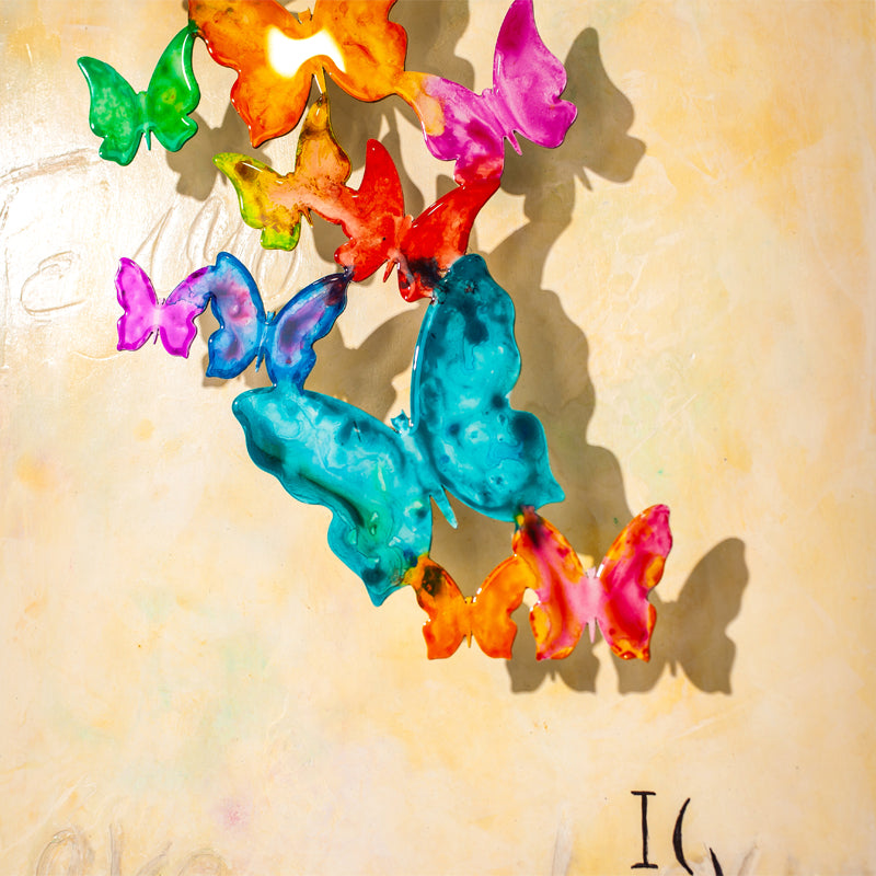 Colorful Ascension canvas print in room setting - wall sculpture by Ivan Guaderrama