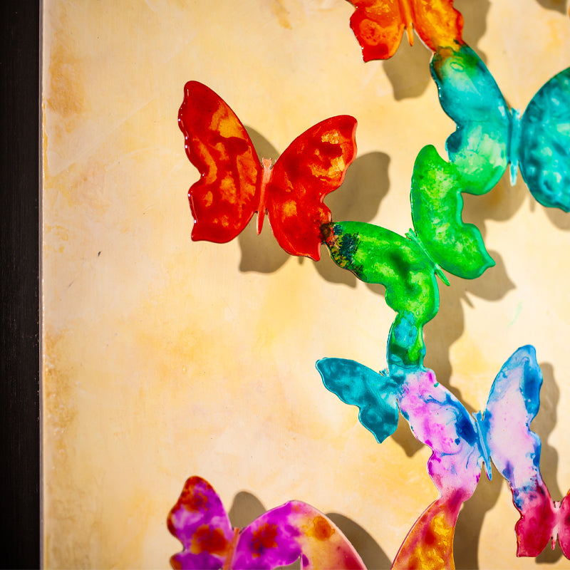 Colorful Ascension canvas print in room setting - wall sculpture by Ivan Guaderrama