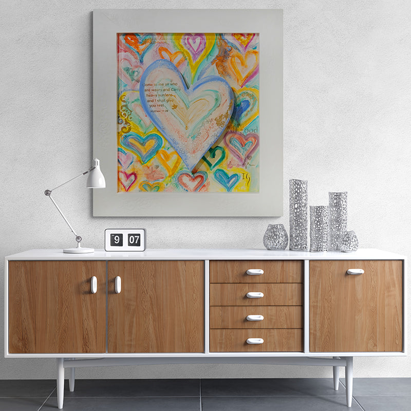 Come to me canvas print in room setting - heart painting by Ivan Guaderrama