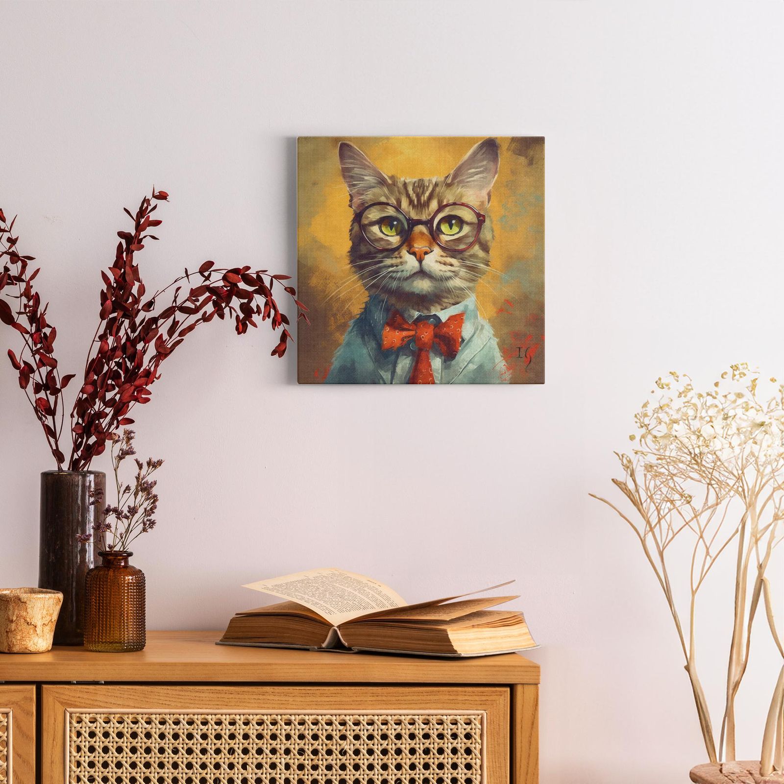 Warmth and Wisdom artwork detail - colorful pet portrait art wall art