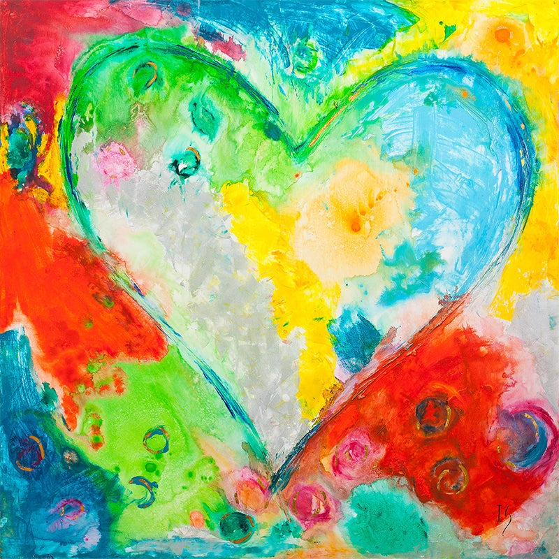 Diligent - original heart painting by Ivan Guaderrama