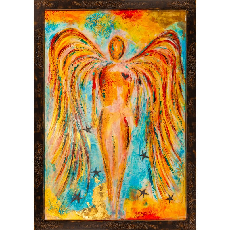 Divine Strength in Color - original angel painting by Ivan Guaderrama