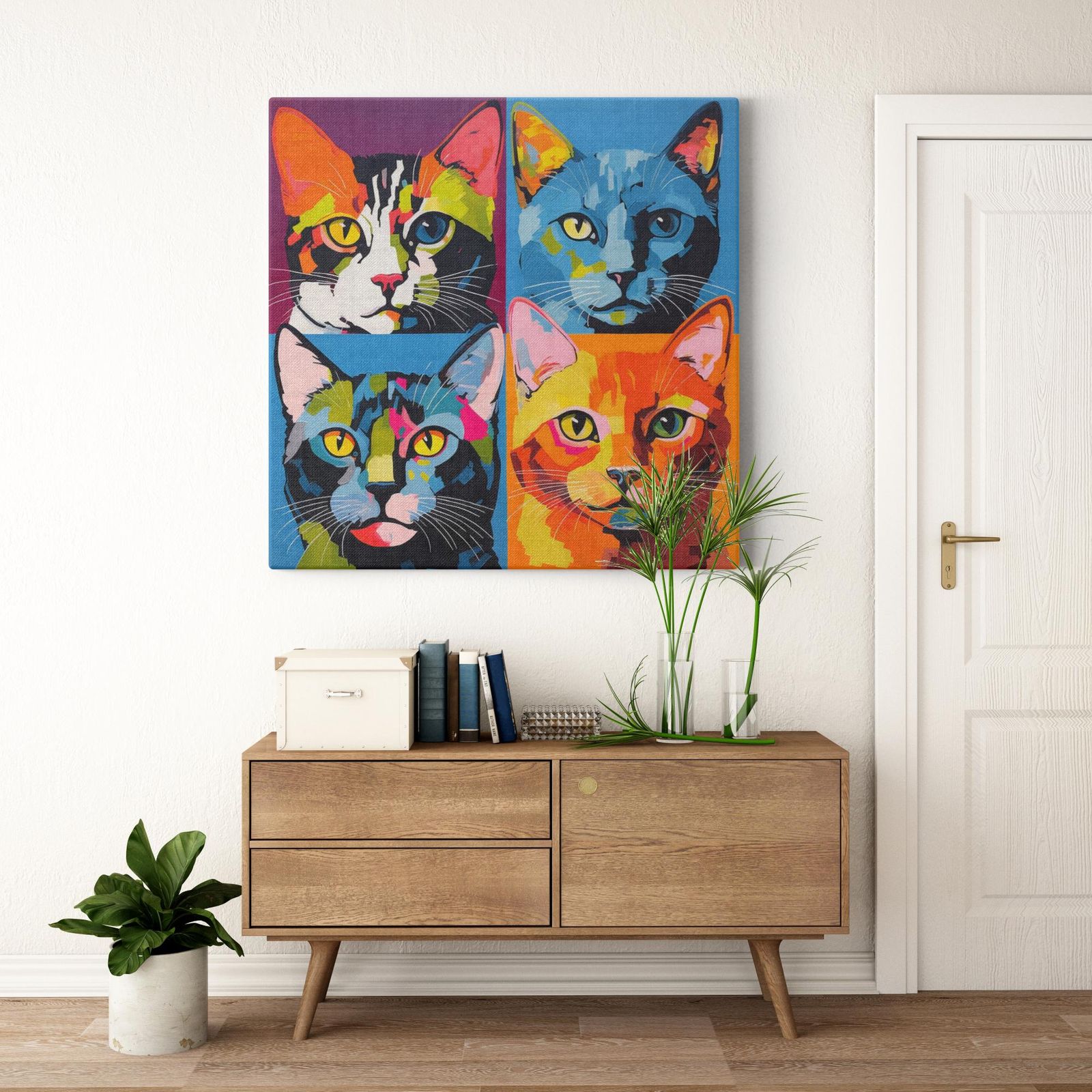 Colorful Quadrant artwork detail - colorful pet portrait art wall art