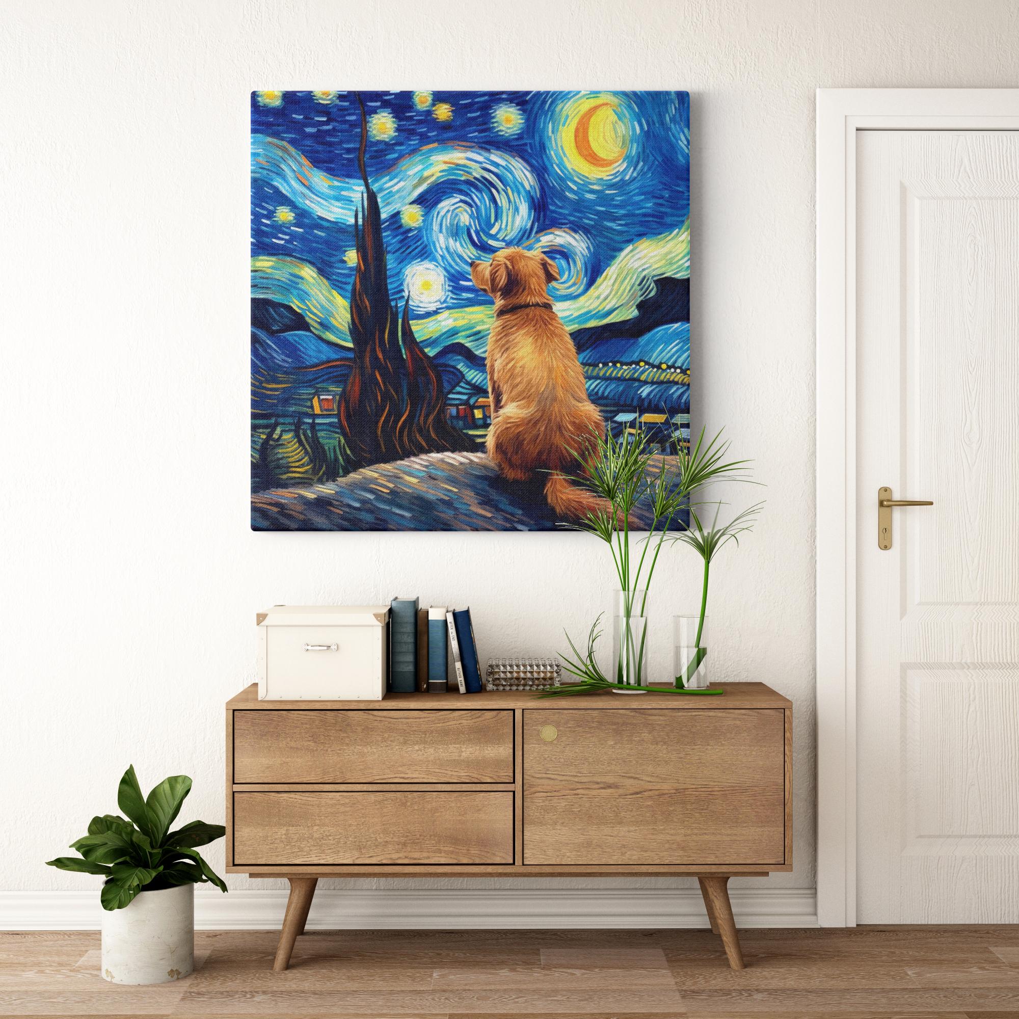 A story of Stars and Night Winds artwork detail - colorful pet portrait art wall art