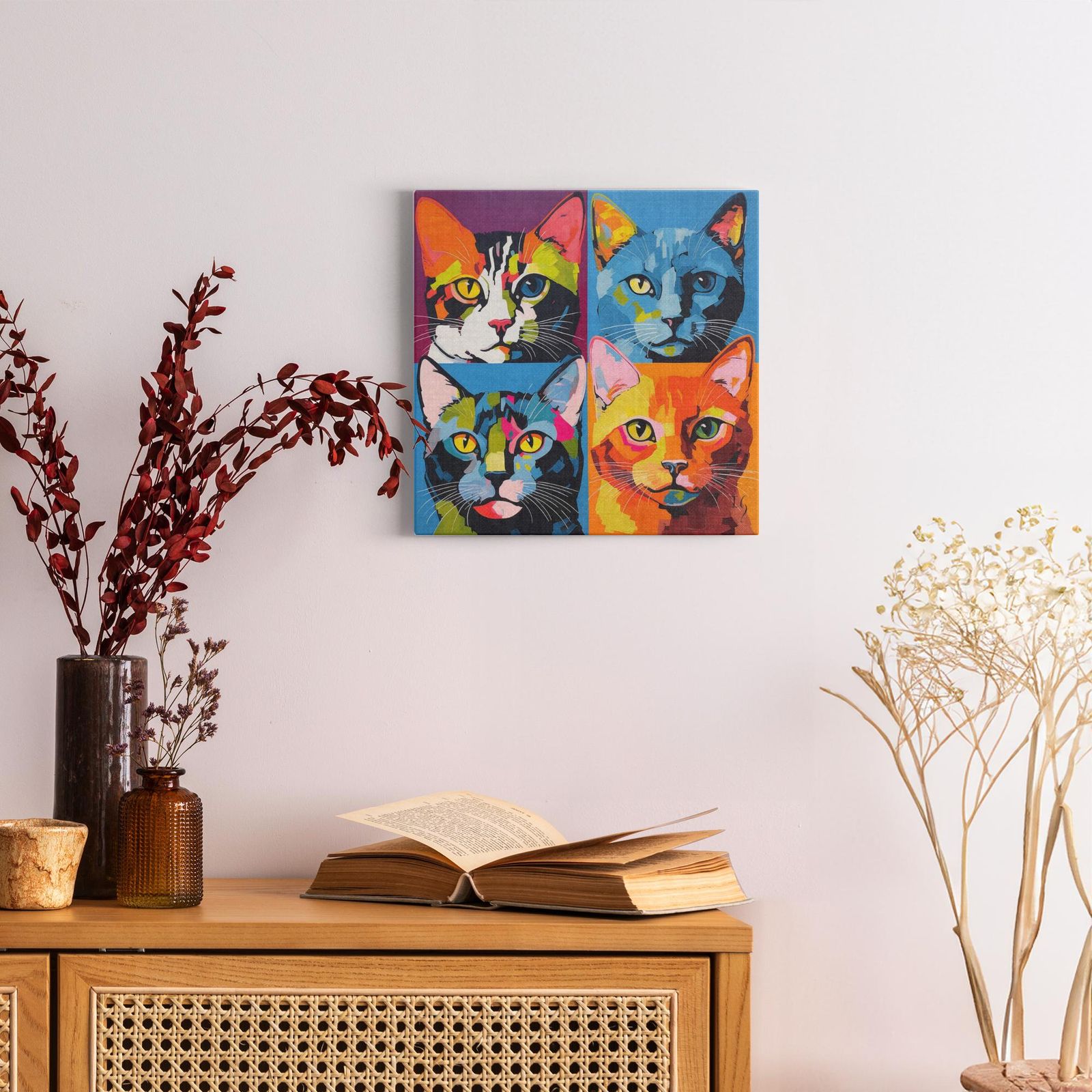 Colorful Quadrant artwork detail - colorful pet portrait art wall art