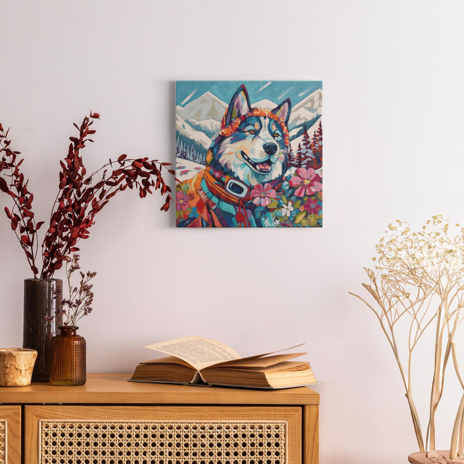 Dreams Await artwork detail - colorful pet portrait art wall art