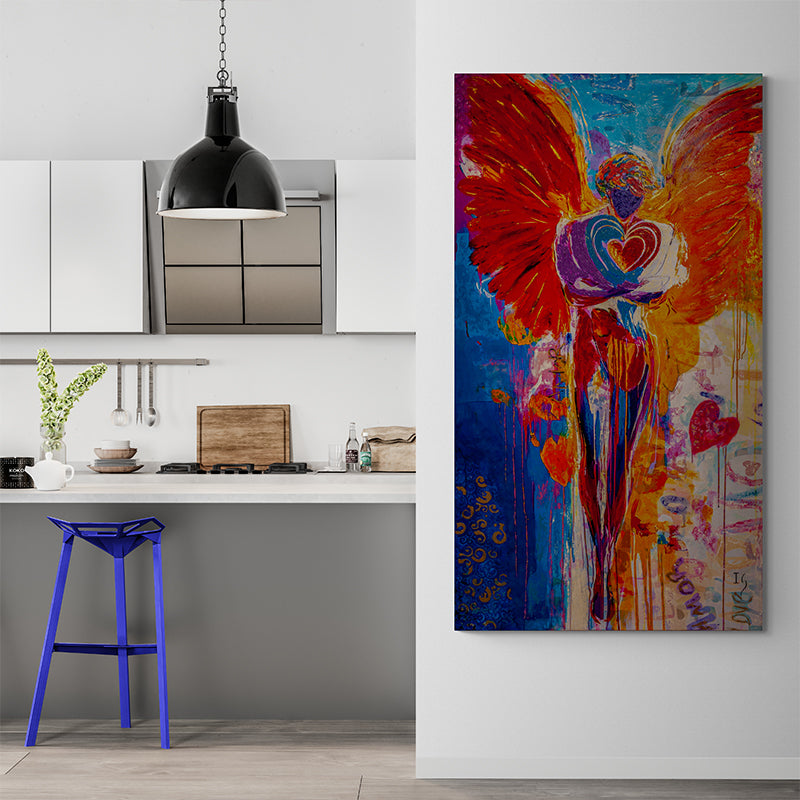 Embrace of Infinite Love canvas print in room setting - limited edition art by Ivan Guaderrama