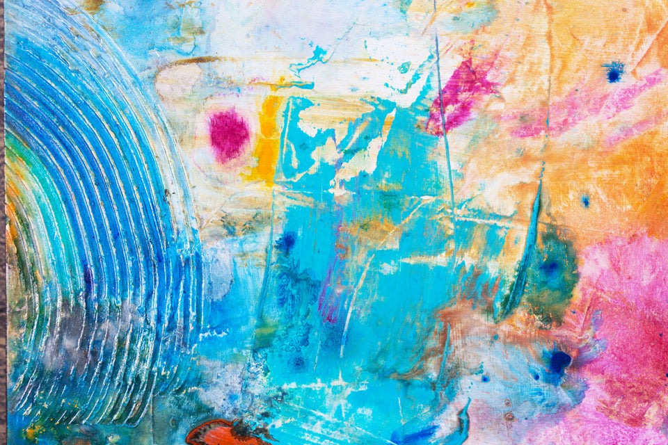 Cariño canvas print in room setting - abstract art by Ivan Guaderrama