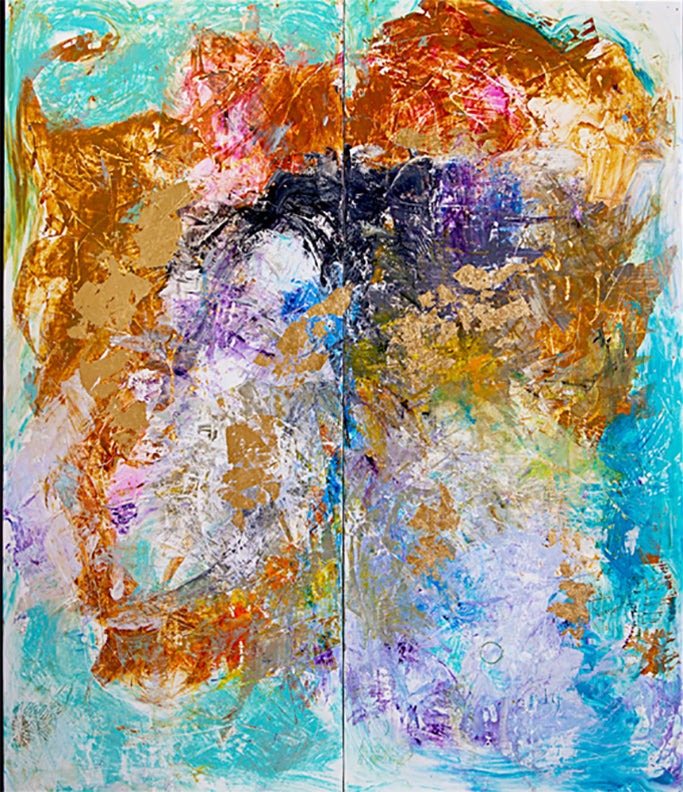 FALLING IN LOVE canvas print in room setting - abstract art by Ivan Guaderrama