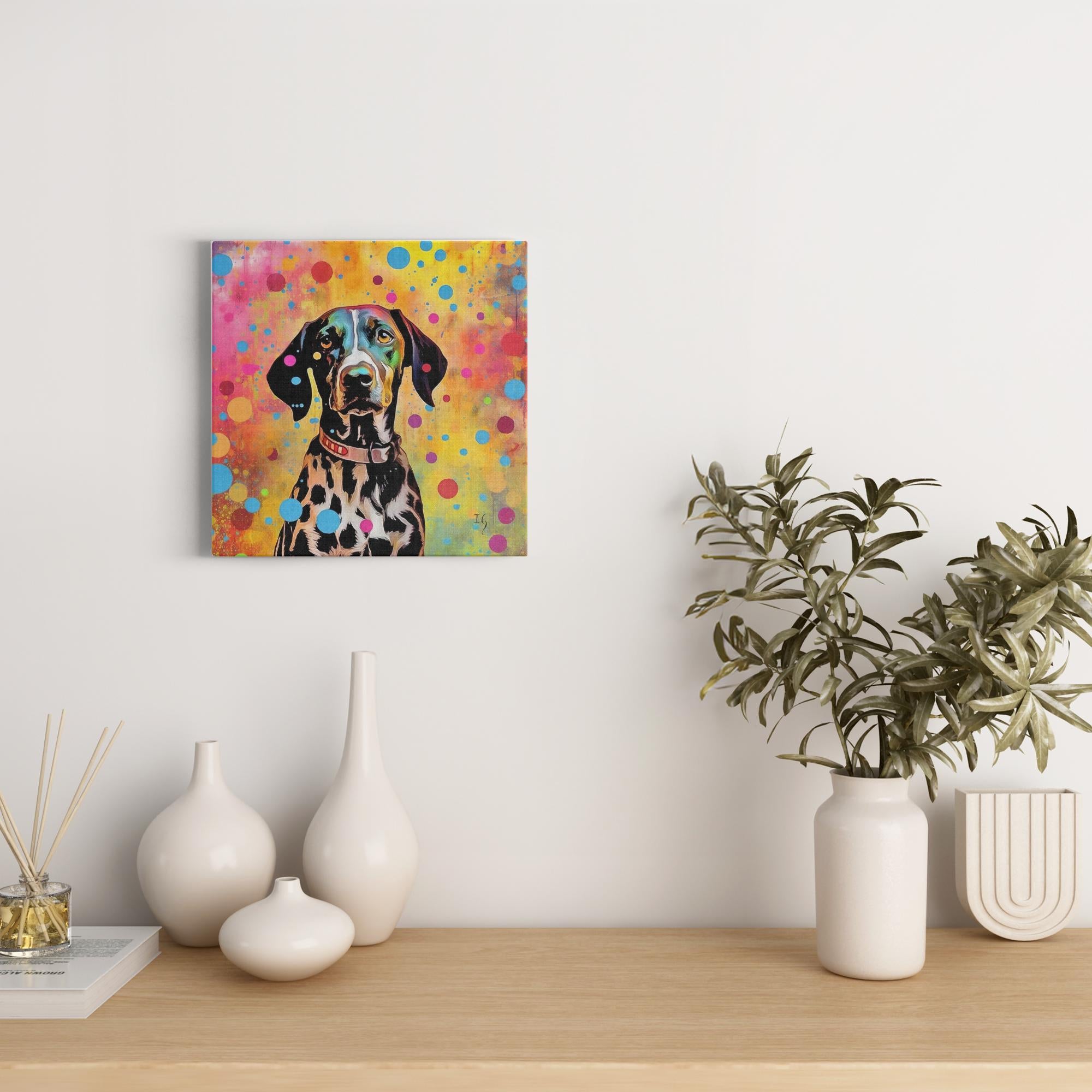 Spotted Charm artwork detail - colorful pet portrait art wall art
