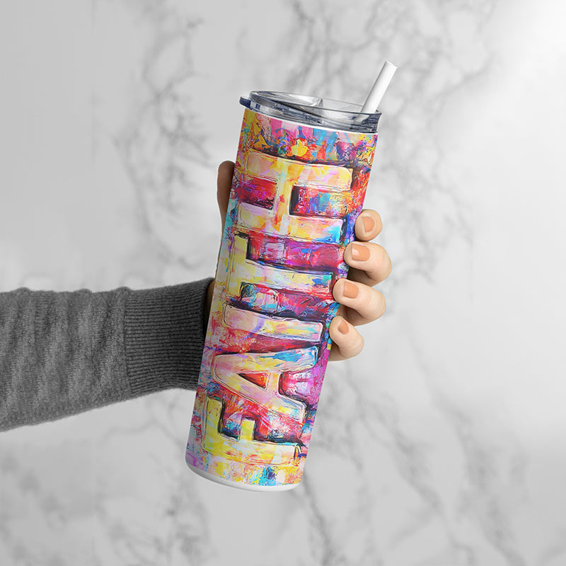 Faith - Skinny Tumblers canvas print in room setting - christian tumbler by Ivan Guaderrama