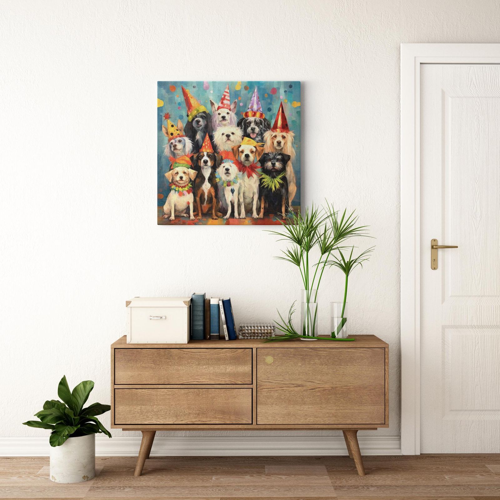 Canine Celebration artwork detail - colorful pet portrait art wall art