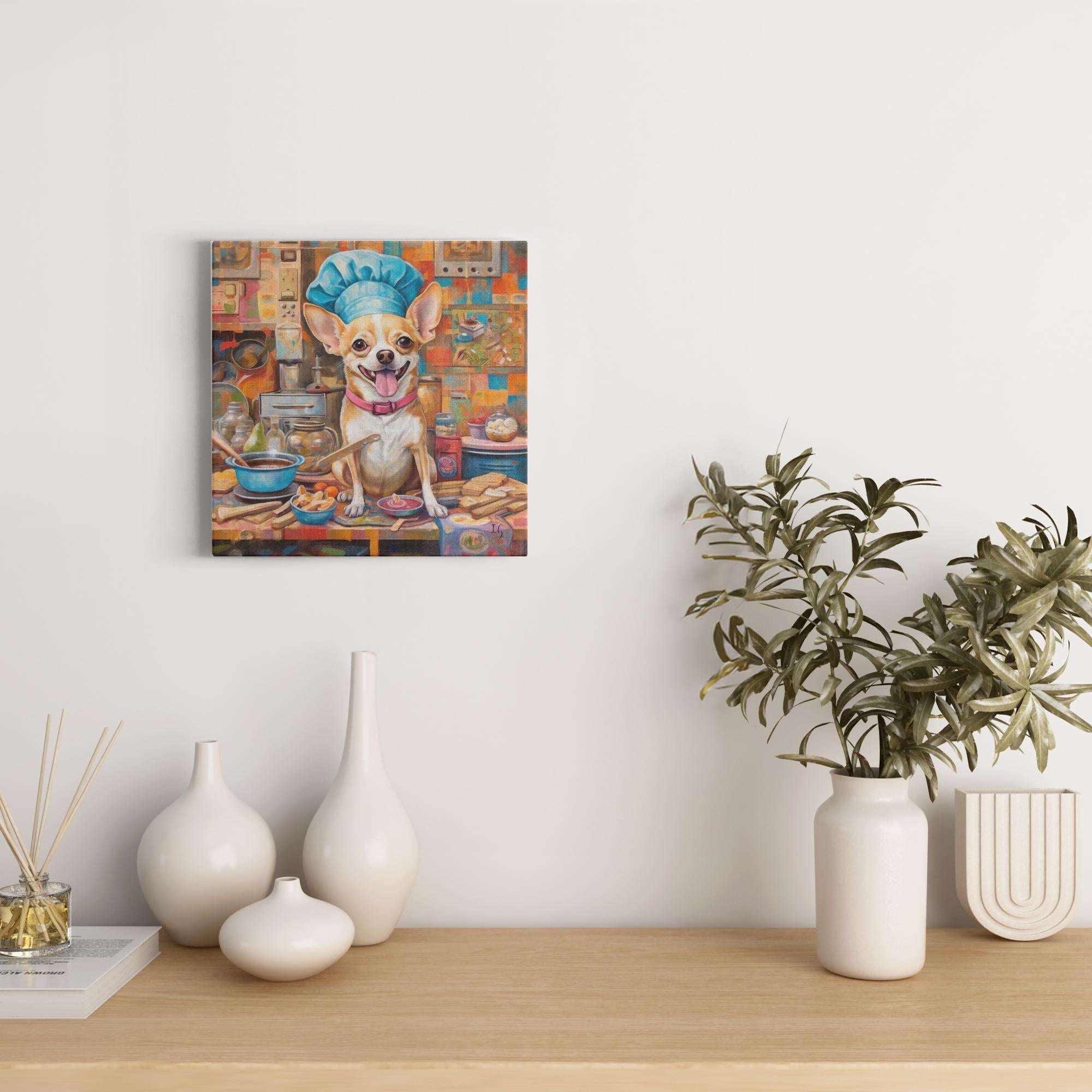 Cooking with Love artwork detail - colorful pet portrait art wall art