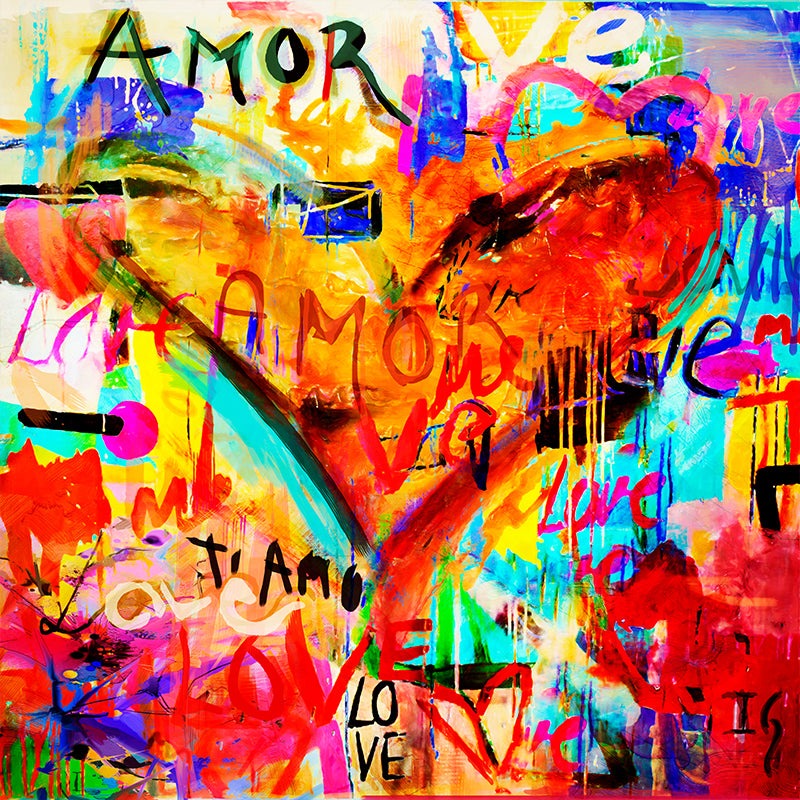 Grateful Heart - LIMITED EDITION - original heart painting by Ivan Guaderrama