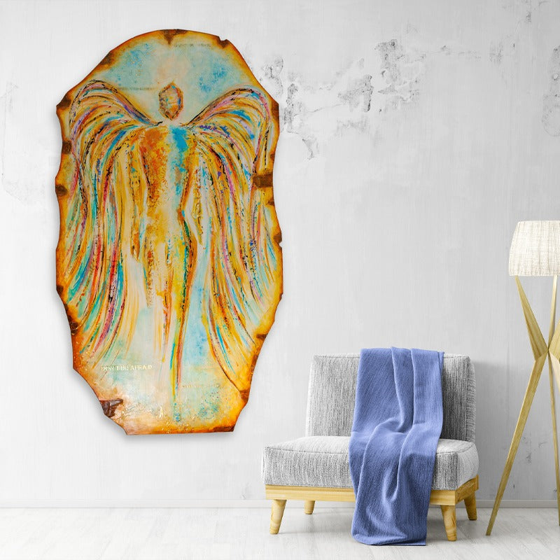 Guardian of Light canvas print in room setting - limited edition art by Ivan Guaderrama
