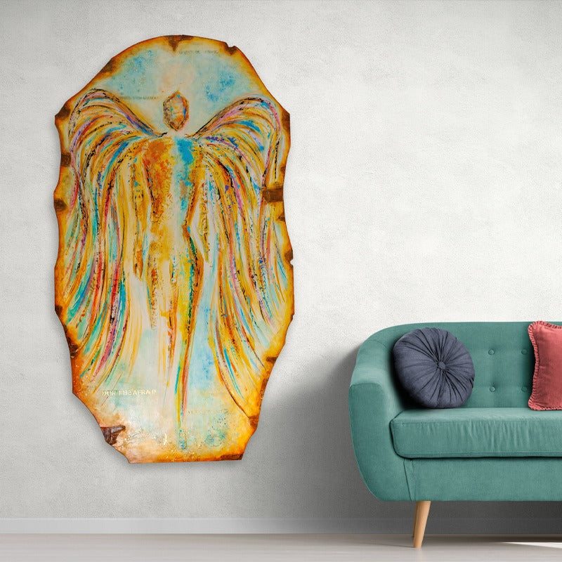 Guardian of Light canvas print in room setting - limited edition art by Ivan Guaderrama