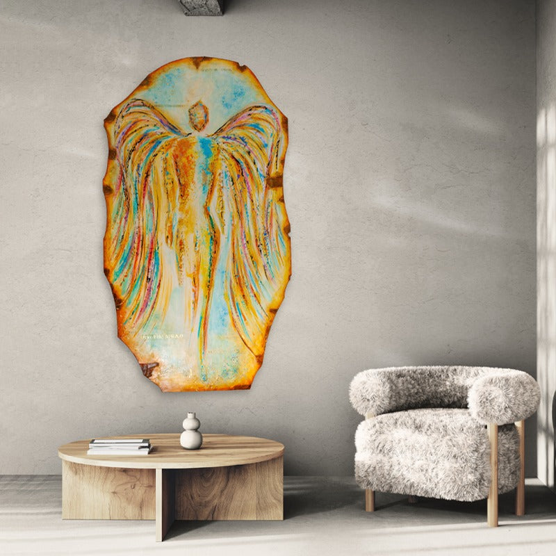 Guardian of Light canvas print in room setting - limited edition art by Ivan Guaderrama