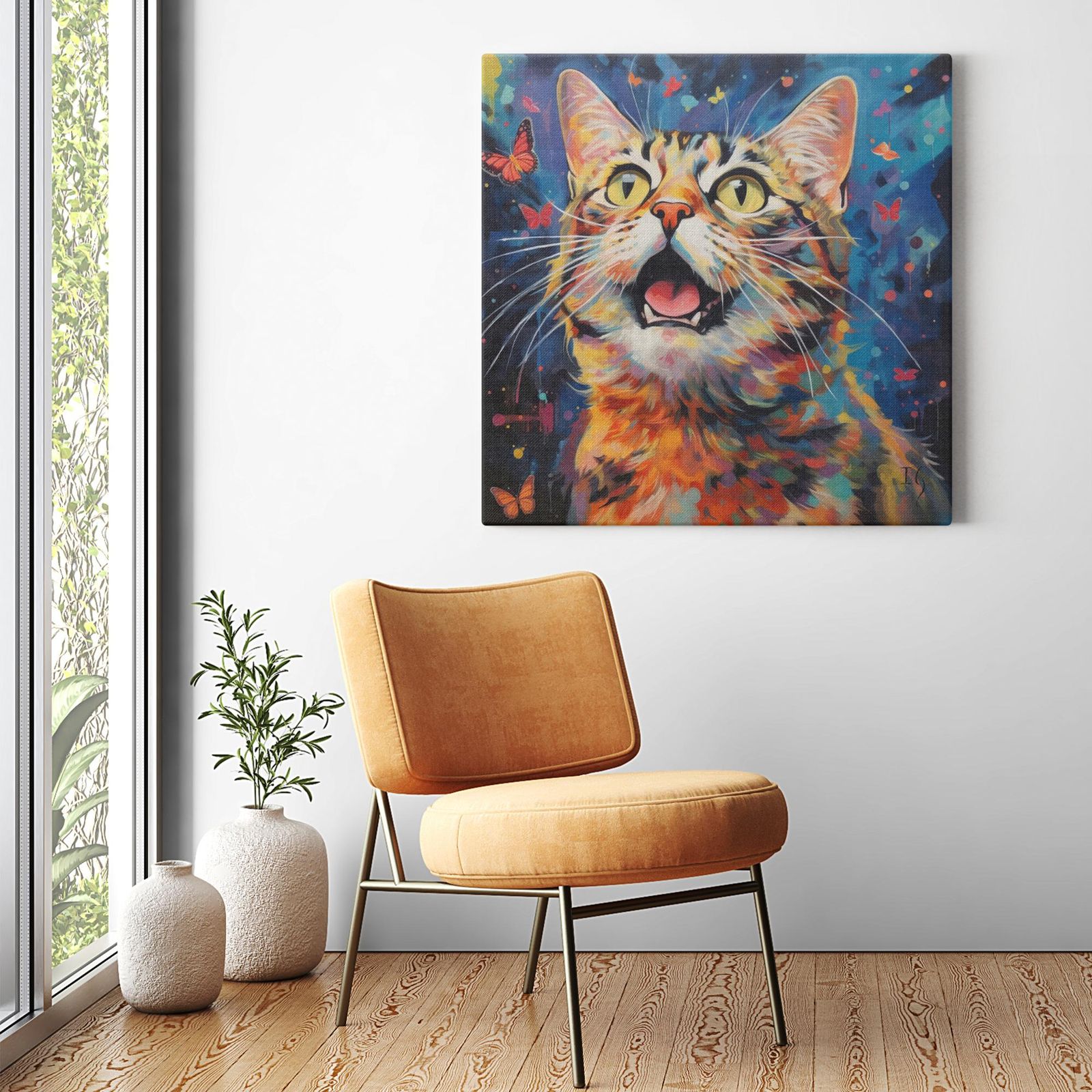 Butterfly Dance artwork detail - colorful pet portrait art wall art