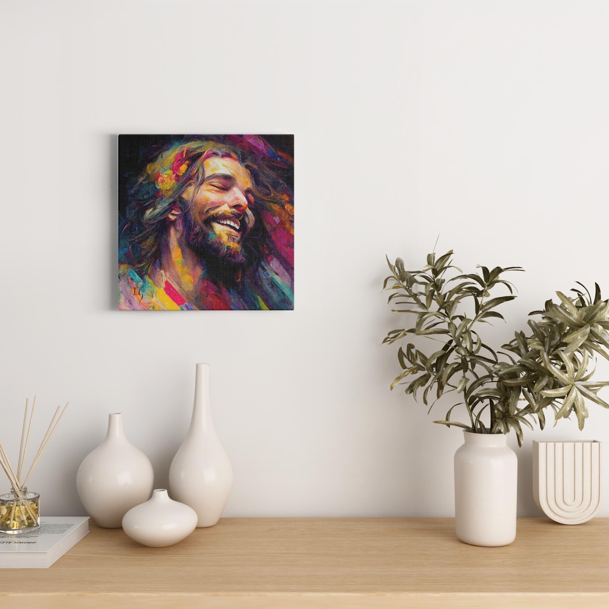 Jesus- loving lord artwork detail - smiling Jesus painting wall art