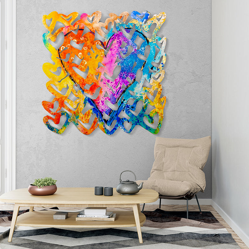 Harmony in Hearts V2 canvas print in room setting - wall sculpture by Ivan Guaderrama