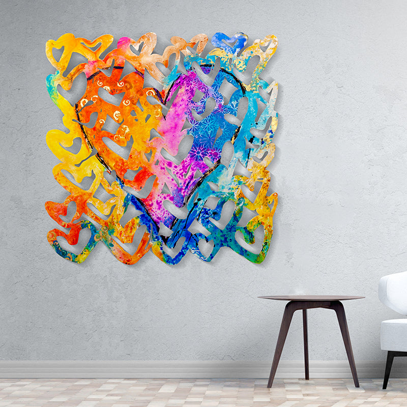 Harmony in Hearts V2 canvas print in room setting - wall sculpture by Ivan Guaderrama