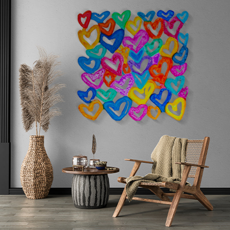 Harmony in Hearts V3 canvas print in room setting - wall sculpture by Ivan Guaderrama