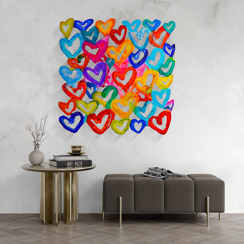 Harmony in Hearts artwork detail - wall sculpture wall art