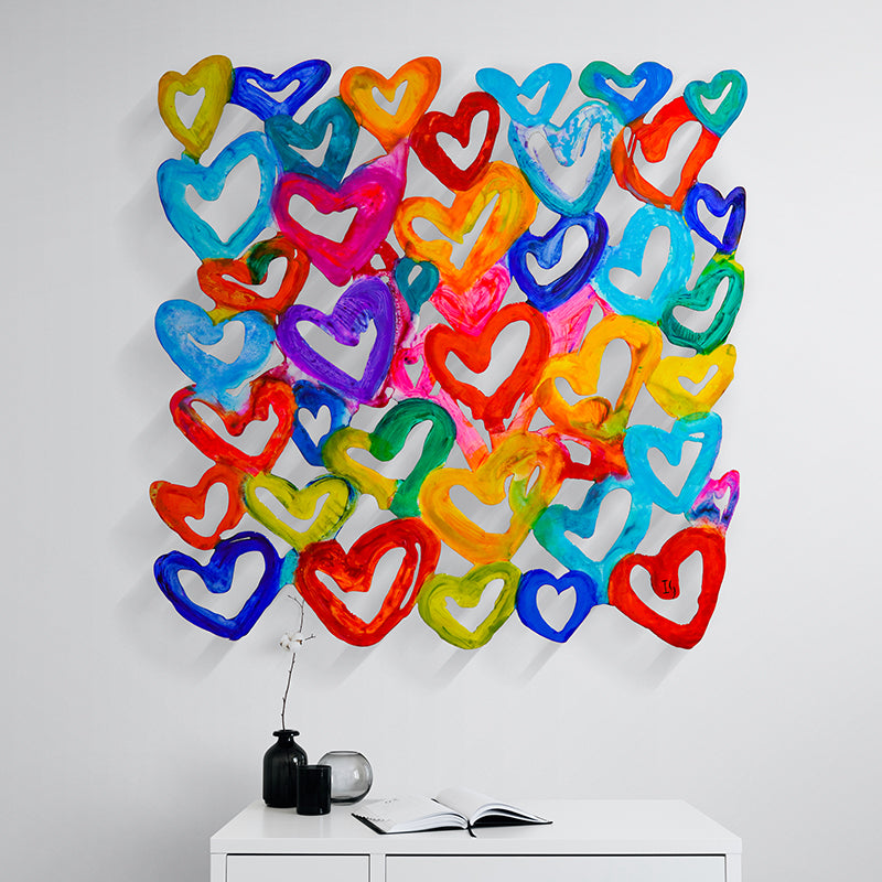 Harmony in Hearts artwork detail - wall sculpture wall art