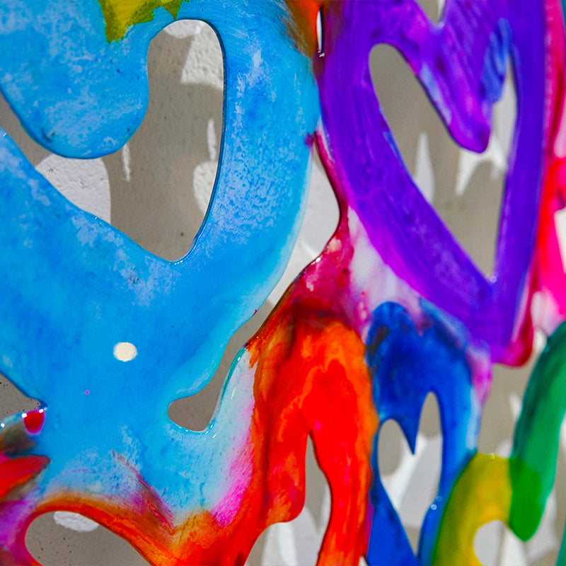Harmony in Hearts canvas print in room setting - wall sculpture by Ivan Guaderrama