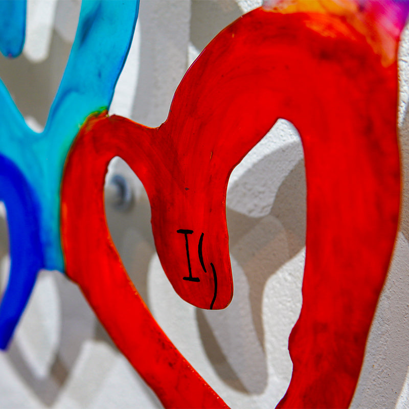 Harmony in Hearts canvas print in room setting - wall sculpture by Ivan Guaderrama