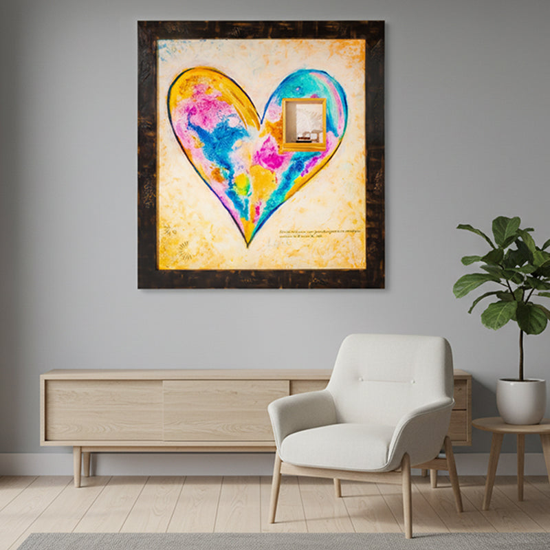 Heart of Life artwork detail - original heart painting wall art