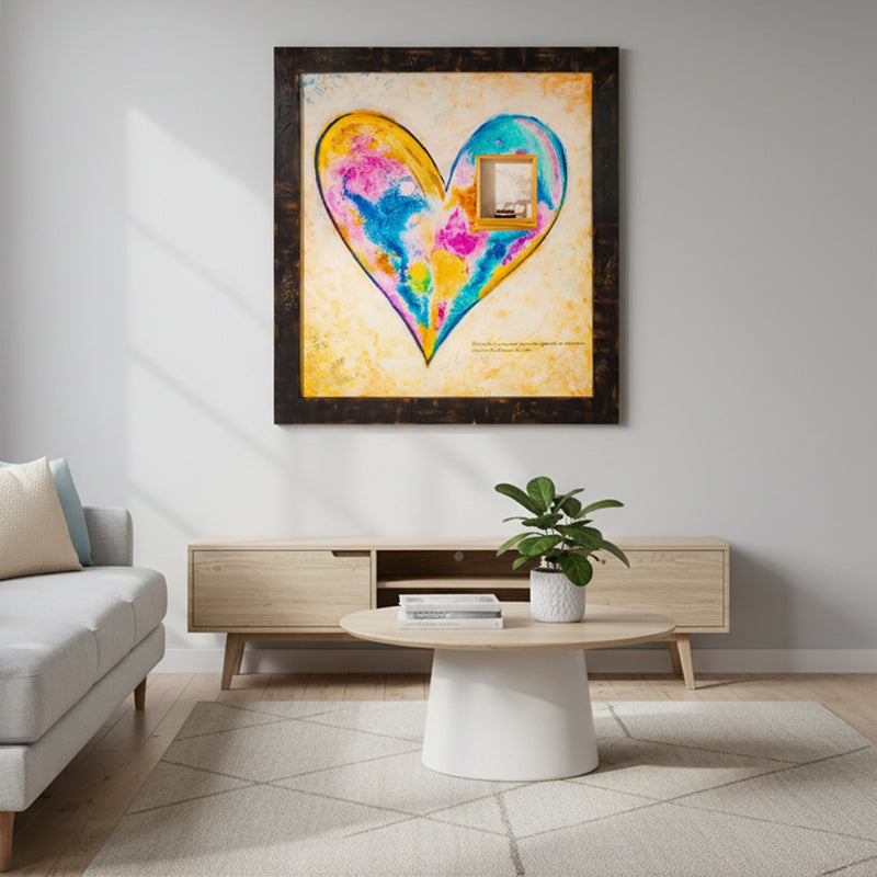 Heart of Life artwork detail - original heart painting wall art