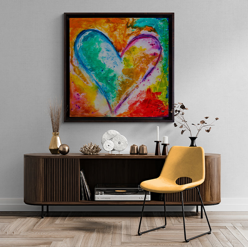 Heartbeat of Love canvas print in room setting - original painting by Ivan Guaderrama