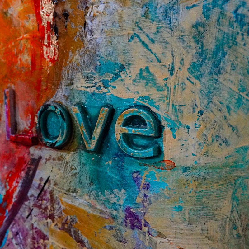 Heartfelt Symphony canvas print in room setting - original painting by Ivan Guaderrama