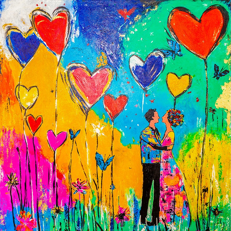 Hearts That Rise - original heart painting by Ivan Guaderrama