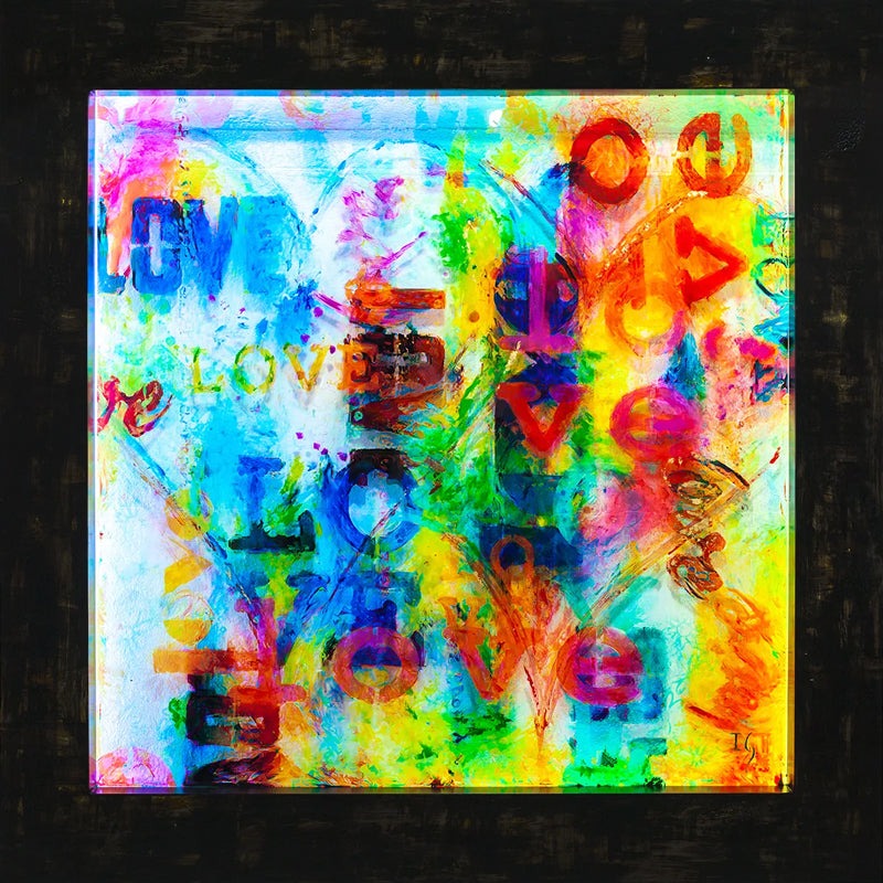 I Love You 1000 Times - LIMITED EDITION Acrylic & Led canvas print in room setting - limited edition art by Ivan Guaderrama