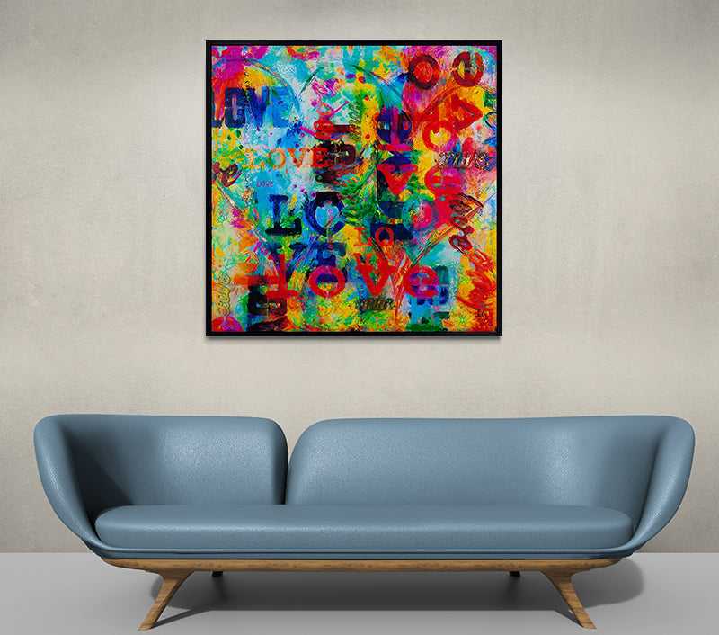 I LOVE YOU 1000 TIMES 3D - LIMITED EDITION artwork detail - limited edition original painting wall art