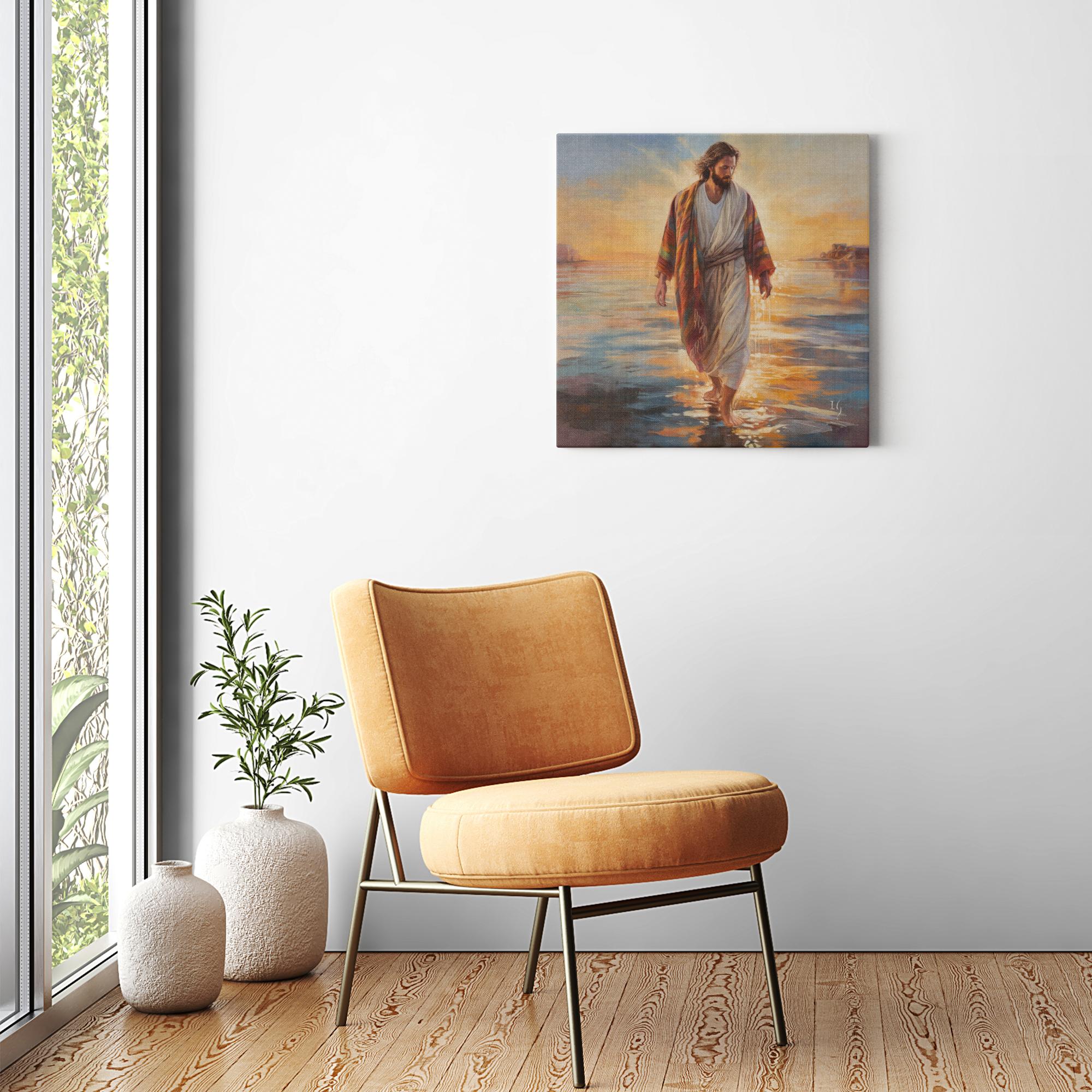 Jesus' Serenity artwork detail - interactive canvas print that comes alive with mobile app wall art